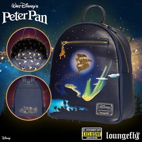 Loungefly Peter Pan Flying Jolly Roger Mini Backpack Zombie Hideout